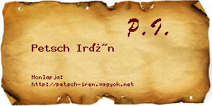 Petsch Irén névjegykártya